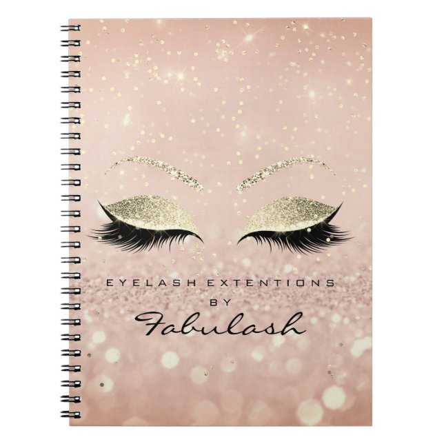 Lashes Glitzer Eyes Makeup Rosa Rose Gold Skinny Notizblock (Vorderseite)