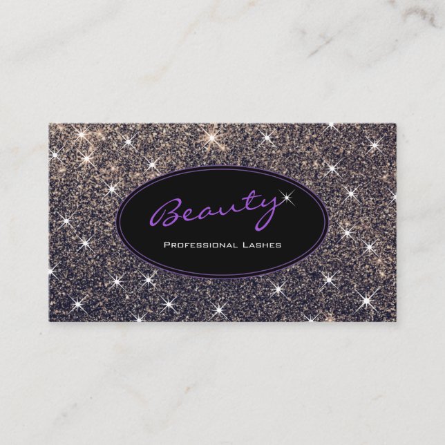 Lashes Künstler Luminous Glitzer Stars Lila Style Visitenkarte (Vorderseite)
