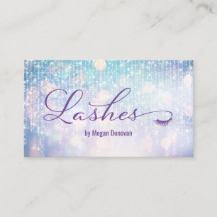 Lashes Logo Lila und Aquamarin Bokeh Sparkle Visitenkarte