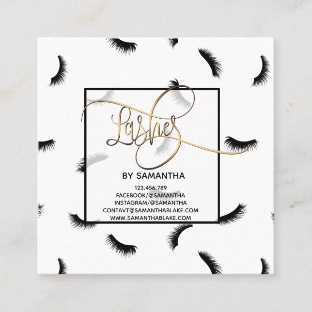 Lashes Lots nach Pflege von Lashes Quadratische Visitenkarte (Vorderseite)