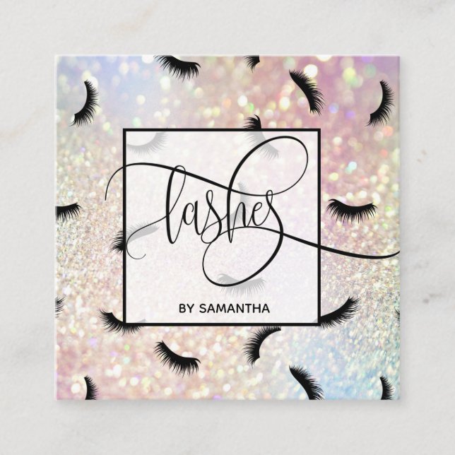 Lashes Lots of Lashes Eyelash Lash Artist Quadratische Visitenkarte (Vorderseite)