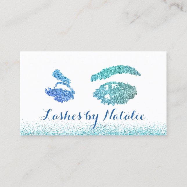 Lashes Makeup Artist Aquamarin Blue Eyelash Salon Treuekarte (Vorderseite)