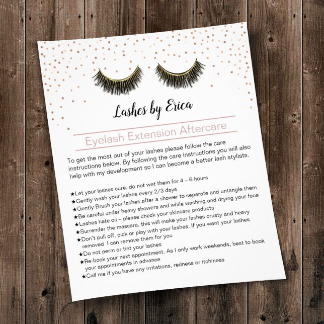 Lashes Makeup Artist Eyelash Aftercare Instruktion Flyer (Von Creator hochgeladen)