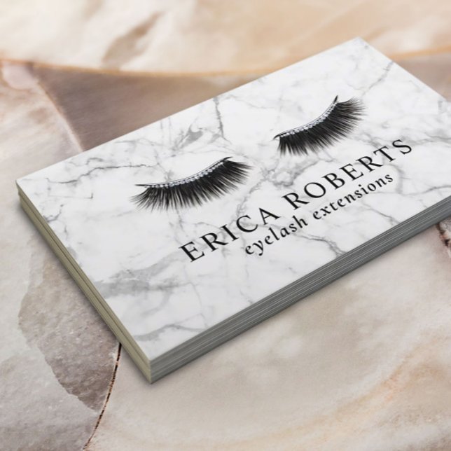 Lashes Makeup Artist Eyelash Salon Weißer Marmor Visitenkarte (Von Creator hochgeladen)