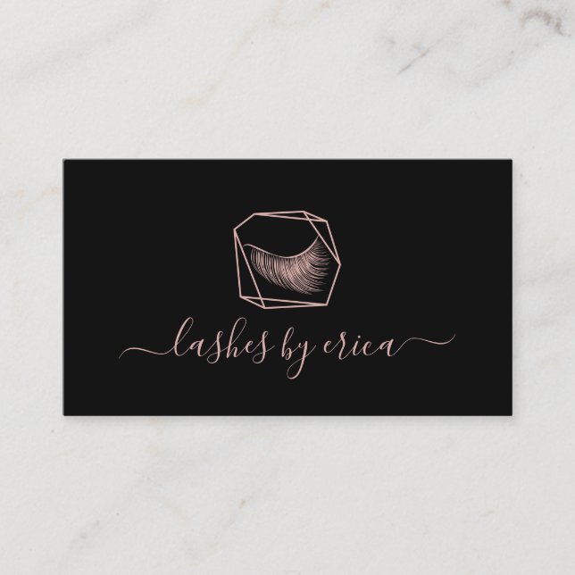 Lashes Makeup Artist Geometric Rose Gold Eyelash Visitenkarte (Vorderseite)