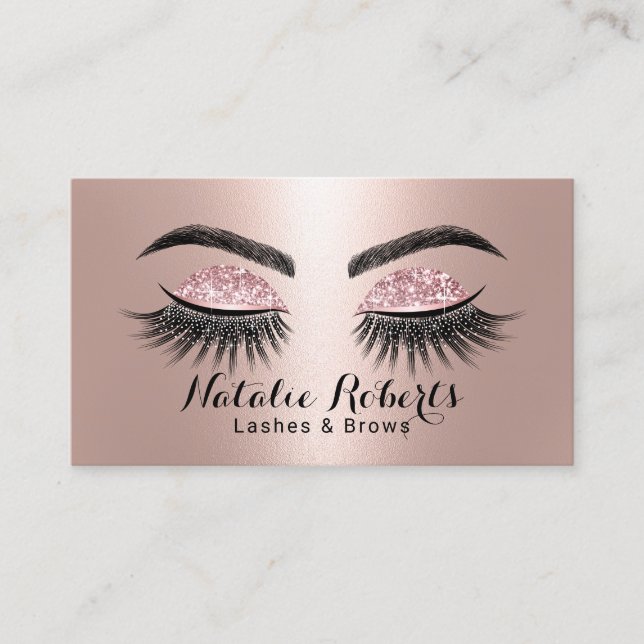 Lashes Makeup Artist Glam Rose Gold Eyelash Visitenkarte (Vorderseite)