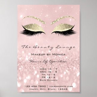 Lashes Makeup Artist Glitzer Beauty Salon Pink Poster