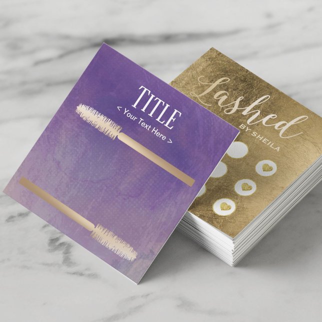 Lashes Makeup Artist Gold & Lila Loyalty Punch Treuekarte (Von Creator hochgeladen)