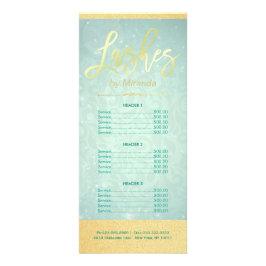 Lashes Makeup Artist Gold Script Green Price List Werbekarte