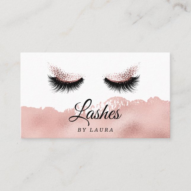 Lashes Makeup Artist Imitats Rose Goldfolie Visitenkarte (Vorderseite)