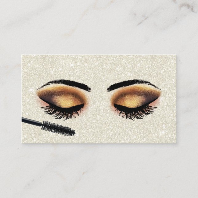Lashes Makeup Artist Ivory Glitter Modern Salon Visitenkarte (Vorderseite)