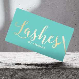 Lashes Makeup Artist Moderne Aquamarin & Gold Visitenkarte