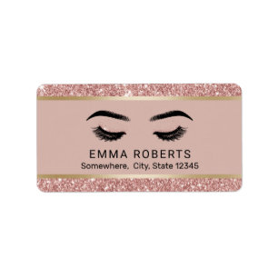 Lashes Makeup Artist Moderne Rose Gold Schönheitss Adressaufkleber