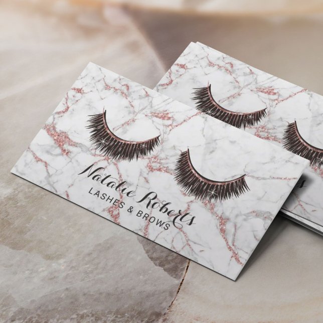 Lashes Makeup Artist Moderne Rose Goldmarmorsalon Visitenkarte (Von Creator hochgeladen)