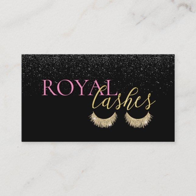 Lashes Makeup Artist Moderner Schwarzer Glitzer Sa Visitenkarte (Vorderseite)