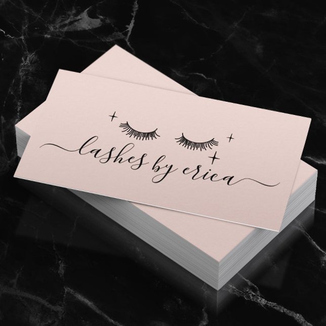 Lashes Makeup Artist Niedlich Zeichnend Blush Pink Visitenkarte (Von Creator hochgeladen)