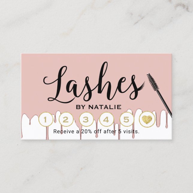 Lashes Makeup Artist Rose Gold Dripping Loyalty Treuekarte (Vorderseite)