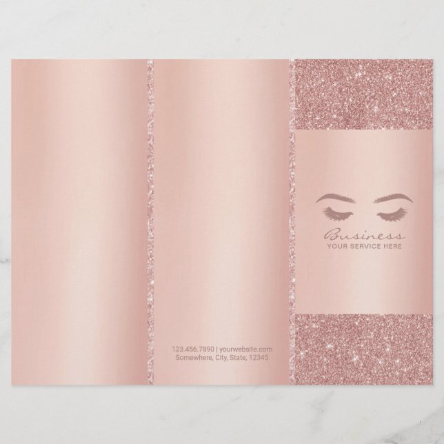 Lashes Makeup Artist Rose Gold Salon Tri-Falten (Vorderseite)