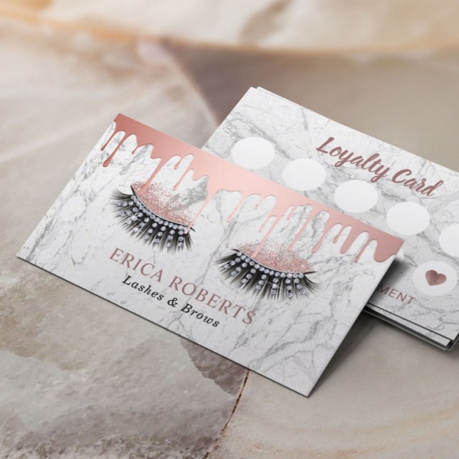 Lashes Makeup Artist Rose Gold Tropfen Marmor Treuekarte (Von Creator hochgeladen)