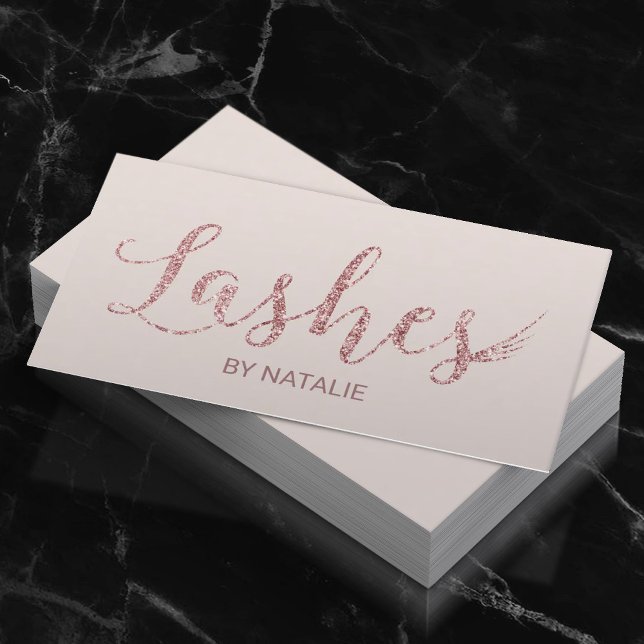 Lashes Makeup Artist Rose Gold Typografie Eyelash Visitenkarte (Von Creator hochgeladen)