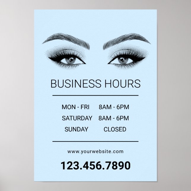 Lashes Makeup Artist Salon Öffnungszeiten Mint Blu Poster (Vorne)