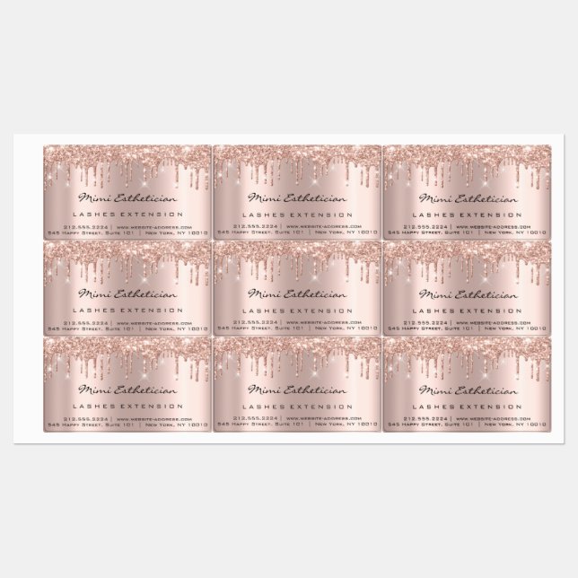 Lashes Makeup Artist Tropfen Kosmetische Rose Etiketten (Blatt)