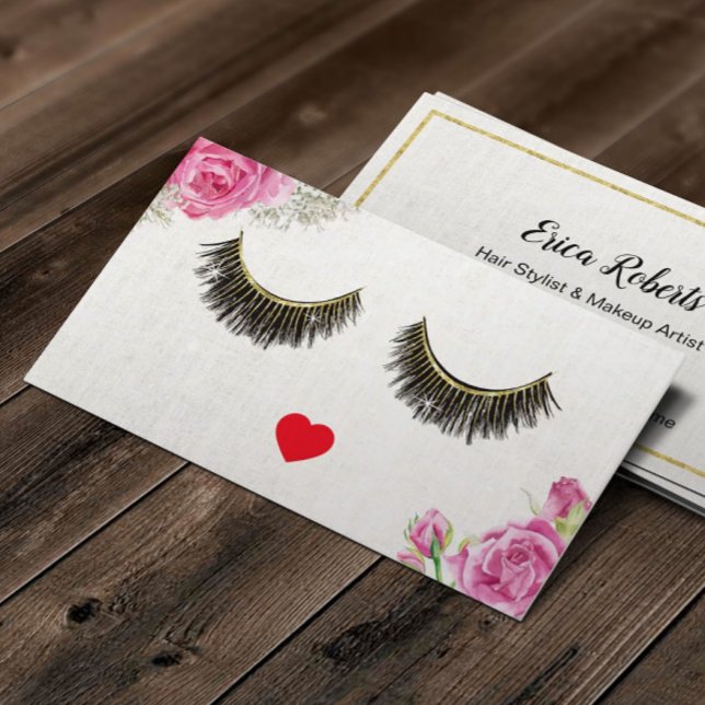 Lashes Makeup Artist Vintag Blumenbeauty Salon Visitenkarte (Von Creator hochgeladen)