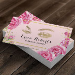 Lashes Makeup Artist Visitenkarte<br><div class="desc">Lashes Makeup Artist Elegant Pink Blumen Schönheitssalon Visitenkarten.</div>