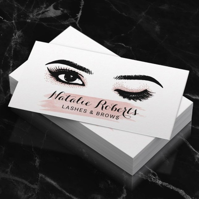 Lashes Makeup Artist Wink Eye Blush Pink Salon Visitenkarte (Von Creator hochgeladen)