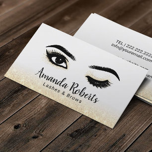 Lashes Makeup Artist Wink Eye Eleganter Gold Glitz Visitenkarte
