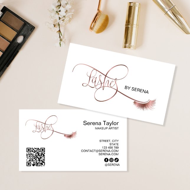 Lashes Makeup Girl Lash Extension QR Code Beauty Visitenkarte (Von Creator hochgeladen)