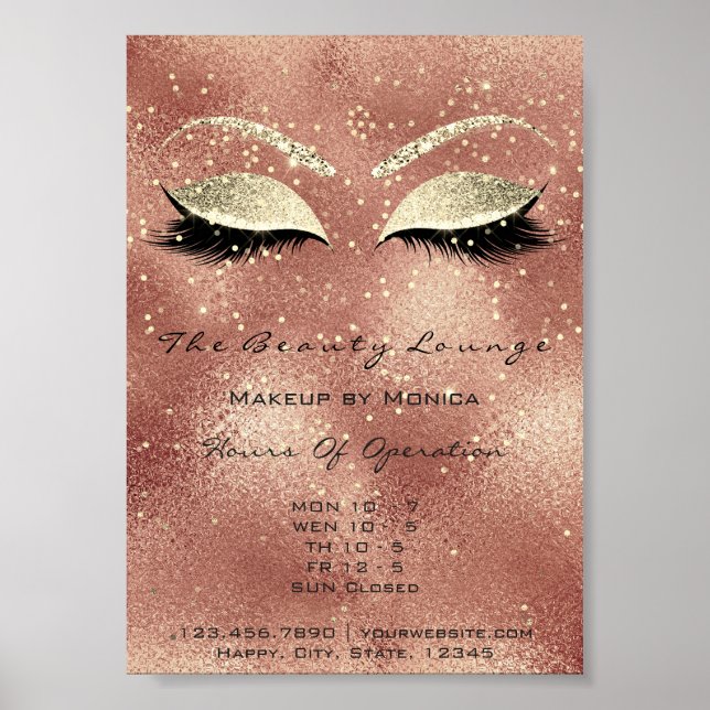 Lashes Makeup Glitzer Beauty Salon Poster (Vorne)