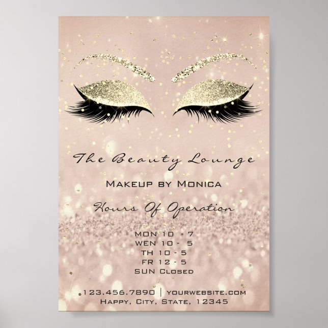 Lashes Makeup Glitzer Beauty Salon Skinny1 Poster (Vorne)