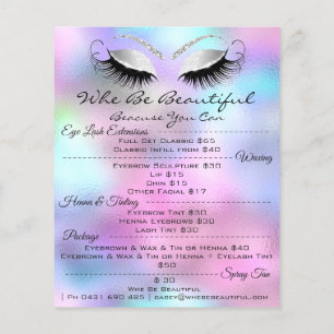 Lashes Makeup Graue Preisliste Rosa Flyer