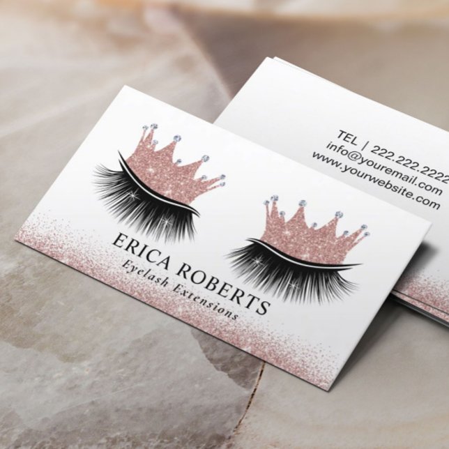 Lashes Makeup Rose Gold Crown Eyelash Salon Visitenkarte (Von Creator hochgeladen)