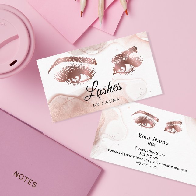 Lashes Makeup Rose Gold Mascara Brows Busin Visitenkarte (Von Creator hochgeladen)