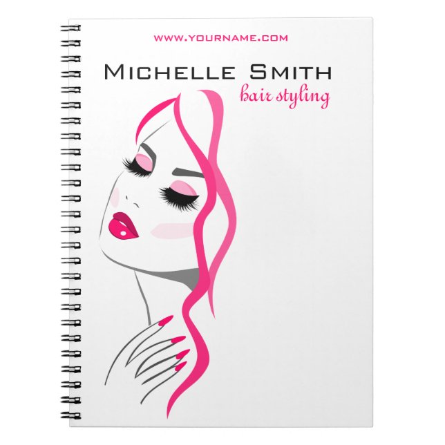 Lashes Manicure Hair Pink Girl Beauty Branding Notizblock (Vorderseite)