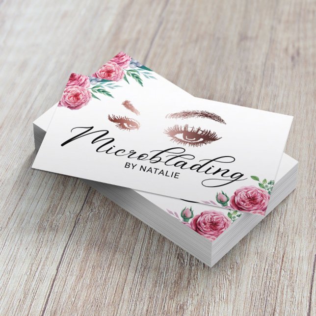 Lashes Microblading Elegant Typografie Floral Visitenkarte (Von Creator hochgeladen)