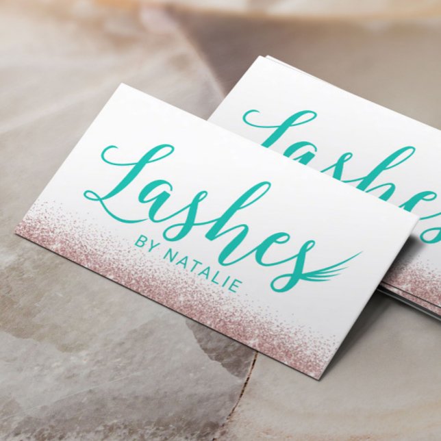 Lashes Moderne Aquamarine Typografie Eyelash Exten Visitenkarte (Von Creator hochgeladen)