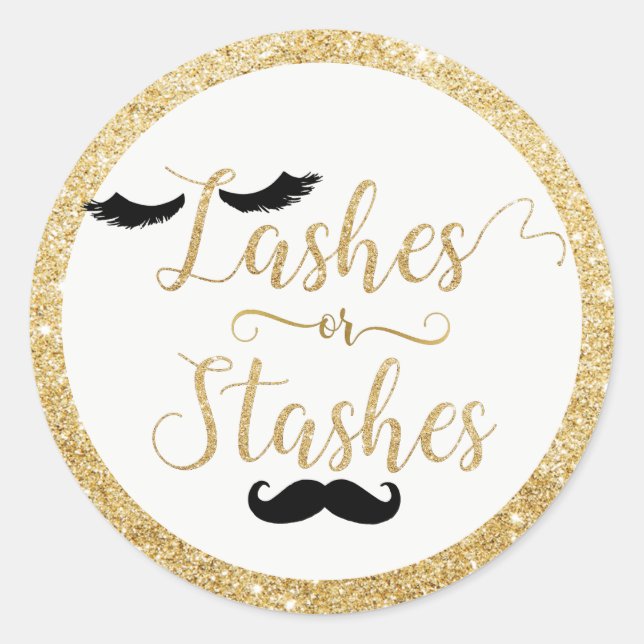 Lashes oder stashes Baby Shower Gender offenbaren  Runder Aufkleber (Vorderseite)