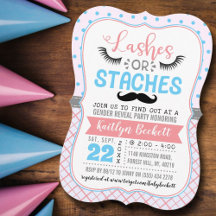 "Lashes or staches" Modernes Party zur Aufdeckung