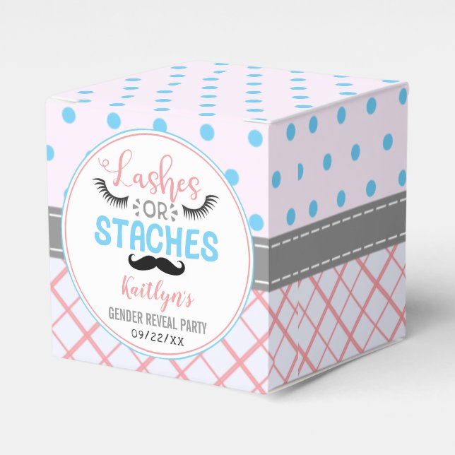 "Lashes or staches" Modernes Party zur Aufdeckung  Geschenkschachtel (Vorderseite)