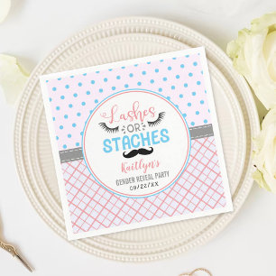 "Lashes or staches" Modernes Party zur Aufdeckung Serviette