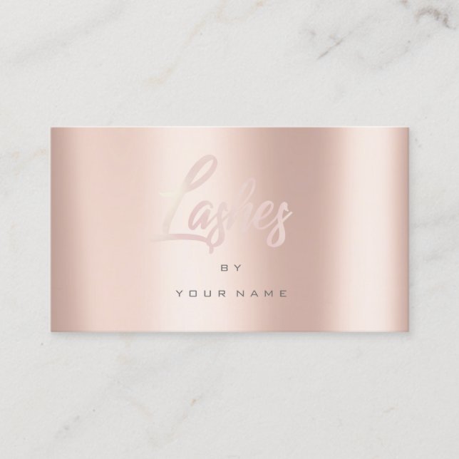 Lashes Pink Rose Gold Imitate Typograph Makeup Visitenkarte (Vorderseite)