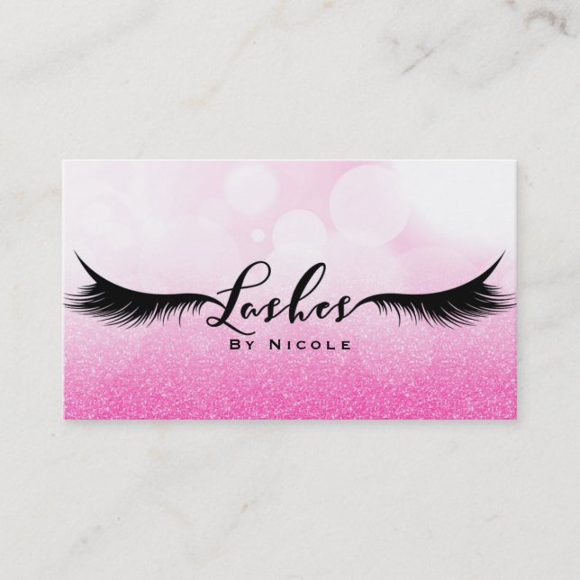 Lashes Pink Sparkle Glamour Eyelashes Makeup Visitenkarte (Vorderseite)