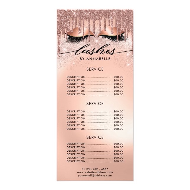 Lashes Rose Gold Preisliste Werbekarte (Vorne)
