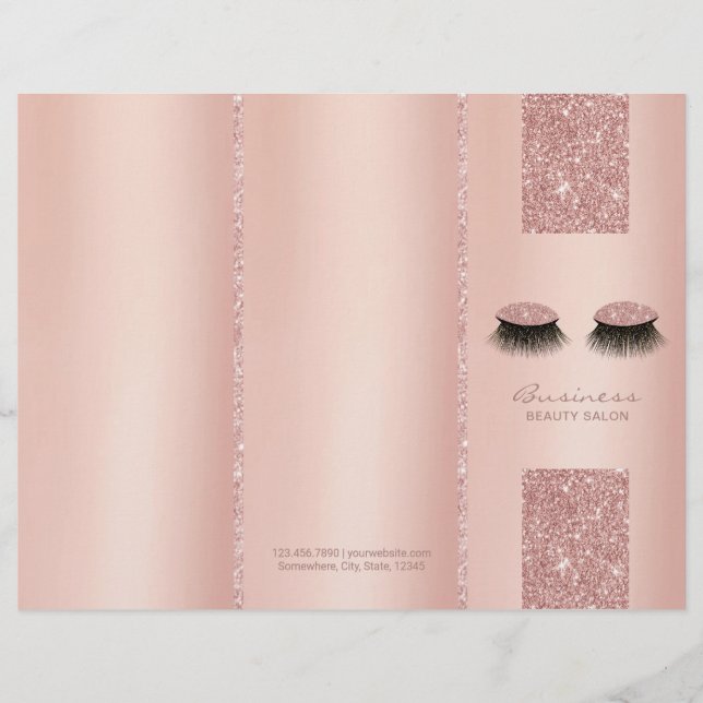 Lashes Salon Rose Gold Tri-Fold Bruchures (Vorderseite)