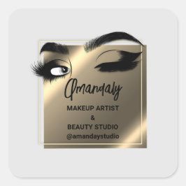 Lashes Schönheitssalon Danke Black Gold Grau Quadratischer Aufkleber