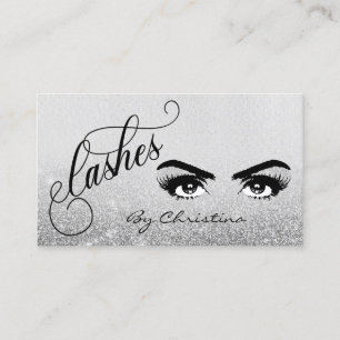 Lashes Script Silver Ombre Glitzer Eyelash Eyes Visitenkarte