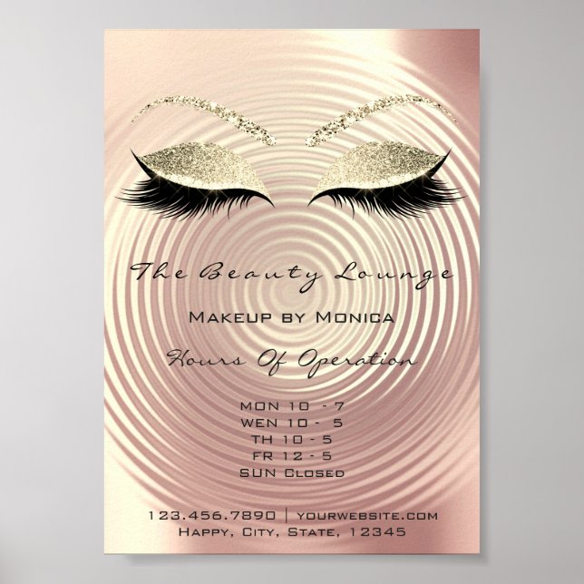 Lashes Studio Makeup Artist Glitzer Beauty Salon Poster (Vorne)